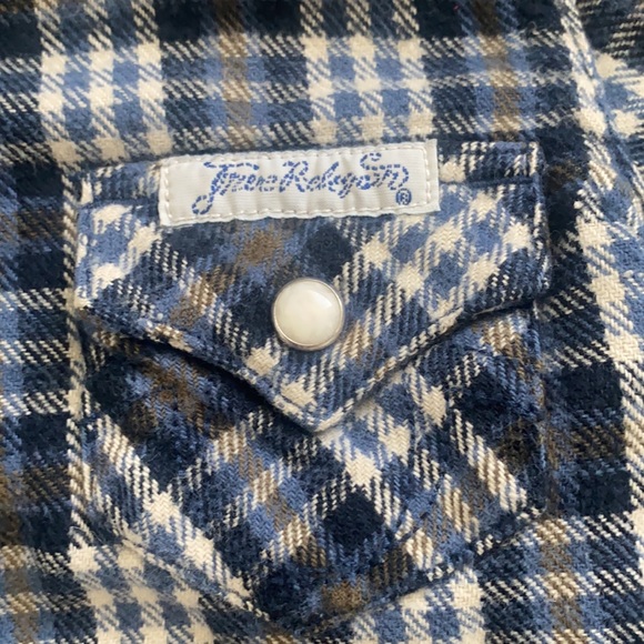True Religion kids plaid shacket blue and Grey XS button down Long sleeve shirt - Picture 3 of 5